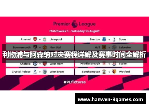 利物浦与阿森纳对决赛程详解及赛事时间全解析